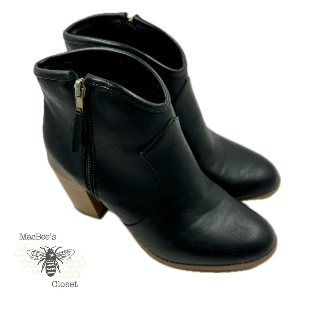 Maurices Black Vegan Leather Western Style Cowgirl Boots Black 9.5 in Womens - Picture 6 of 16